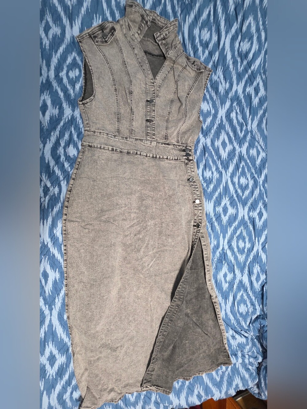 Sleeveless Washed Black Denim  Dress Size 14 XXL